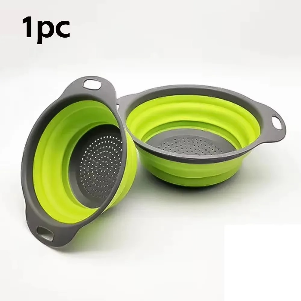 Round Folding Drain Basket Fruit Vegetable Washing Basket Foldable Strainer Colander Collapsible Dr