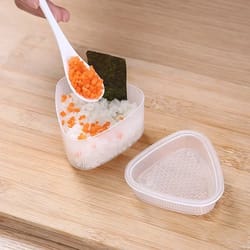transparent plastic onigiri mold set, style onigiri and sushi mold set, cartoon-themed onigiri molds for children
