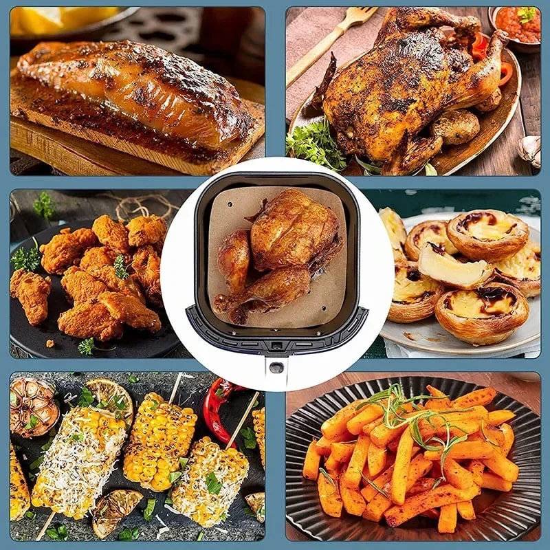 Air Fryer Baking Paper, High-Temperature Resistant Silicone Tin Paper, Oil Absorbing Sheets for Household Use