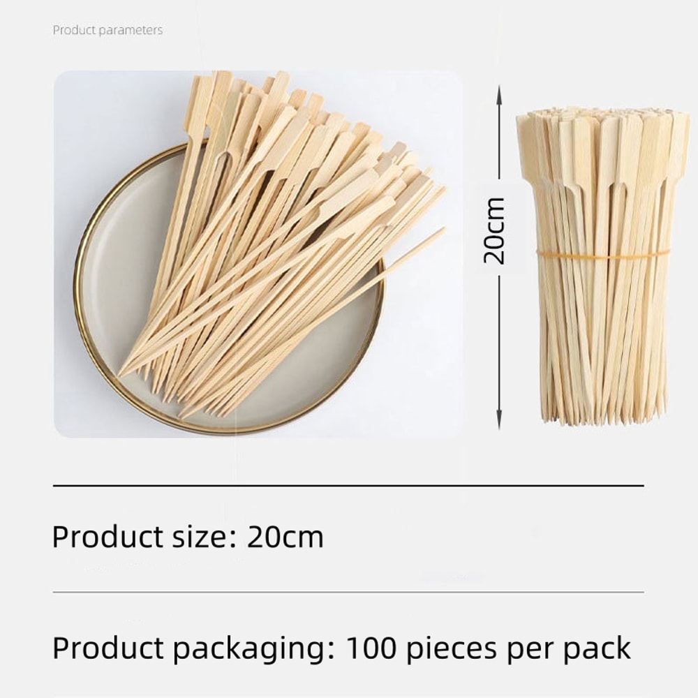 Bamboo Skewer Meat Skewer For BBQ Disposable Barbecue Skewer Spicy Hot Pot Skewer Fruit Skewer Fork 9