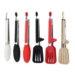 stainless steel food tong, silicone non-stick cooking clips, outdoor barbecue salad tool, kitchen accessories for bread