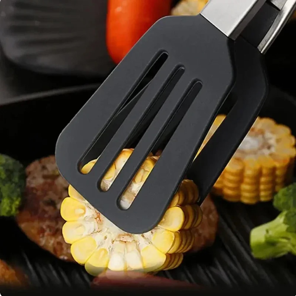 Stainless Steel Food Tong Silicone NonStick Cooking Clips Outdoor Barbecue Salad Tool Kitchen Acces 3