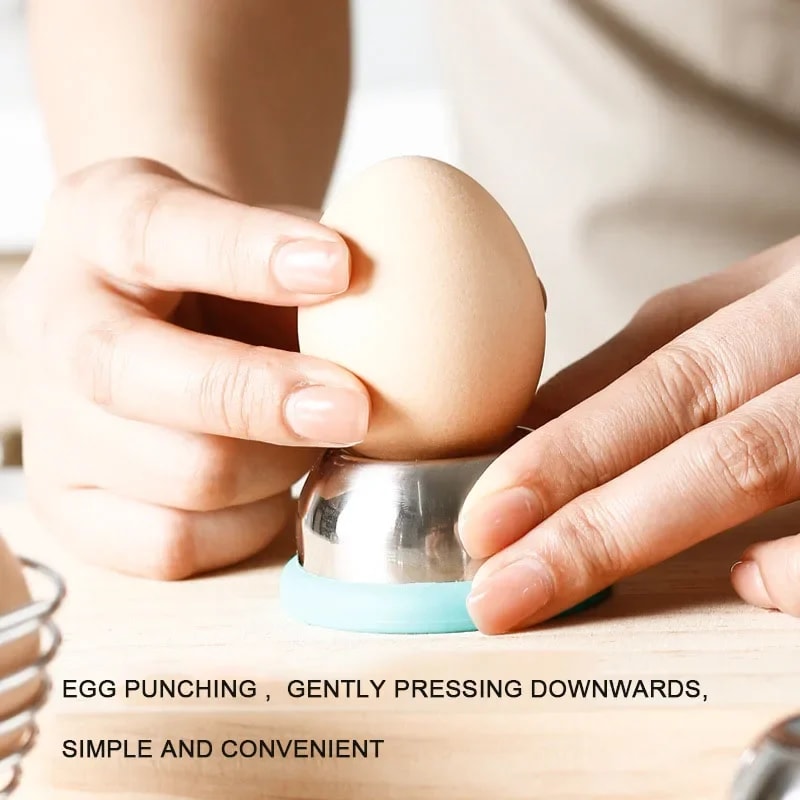 Stainless Steel Needle Egg Maker, Plastic Base Manual Boiled Egg Punching Machine, Kitchen Small Tool, Egg Pricker Whisk