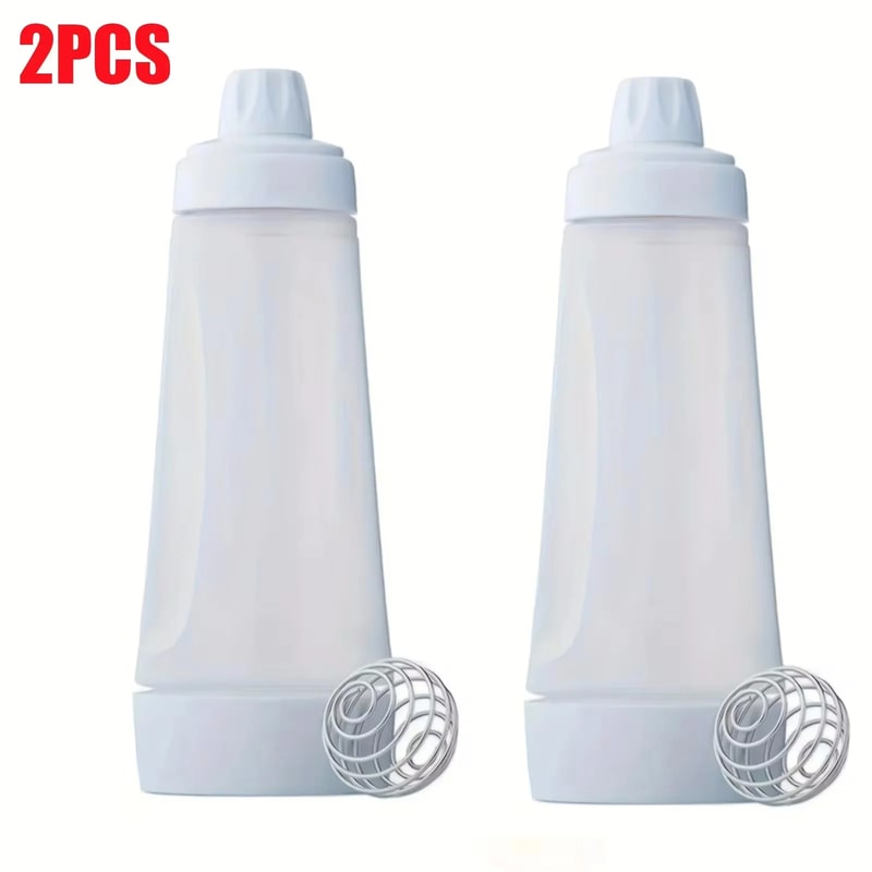 Handheld Pancake Batter Mixer Bottle With Measurement Marks Cream Whisk Blender Ball Dispenser Waff 7