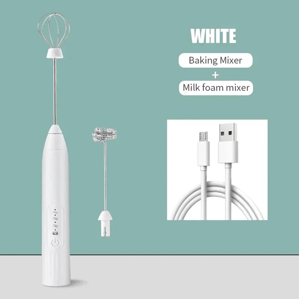 Portable USB Electric Egg Beater Household Kitchen Handheld Egg White Frother Coffee Whipping Foam 6
