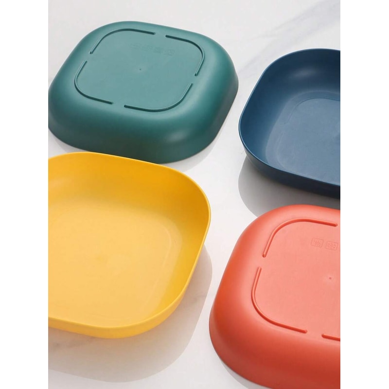 Square Reusable Plastic Dessert Plates, Durable Tableware for Camping, Dishwasher and Microwave Safe
