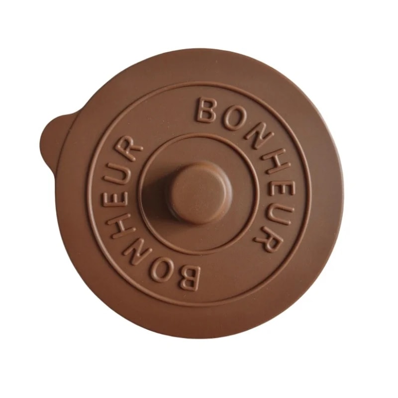 Simple Solid Color Concave Embossed Letter Silicone Rubber Lid, Creative Water Cup Dust Cup Lid, Round Cold Mug Lid