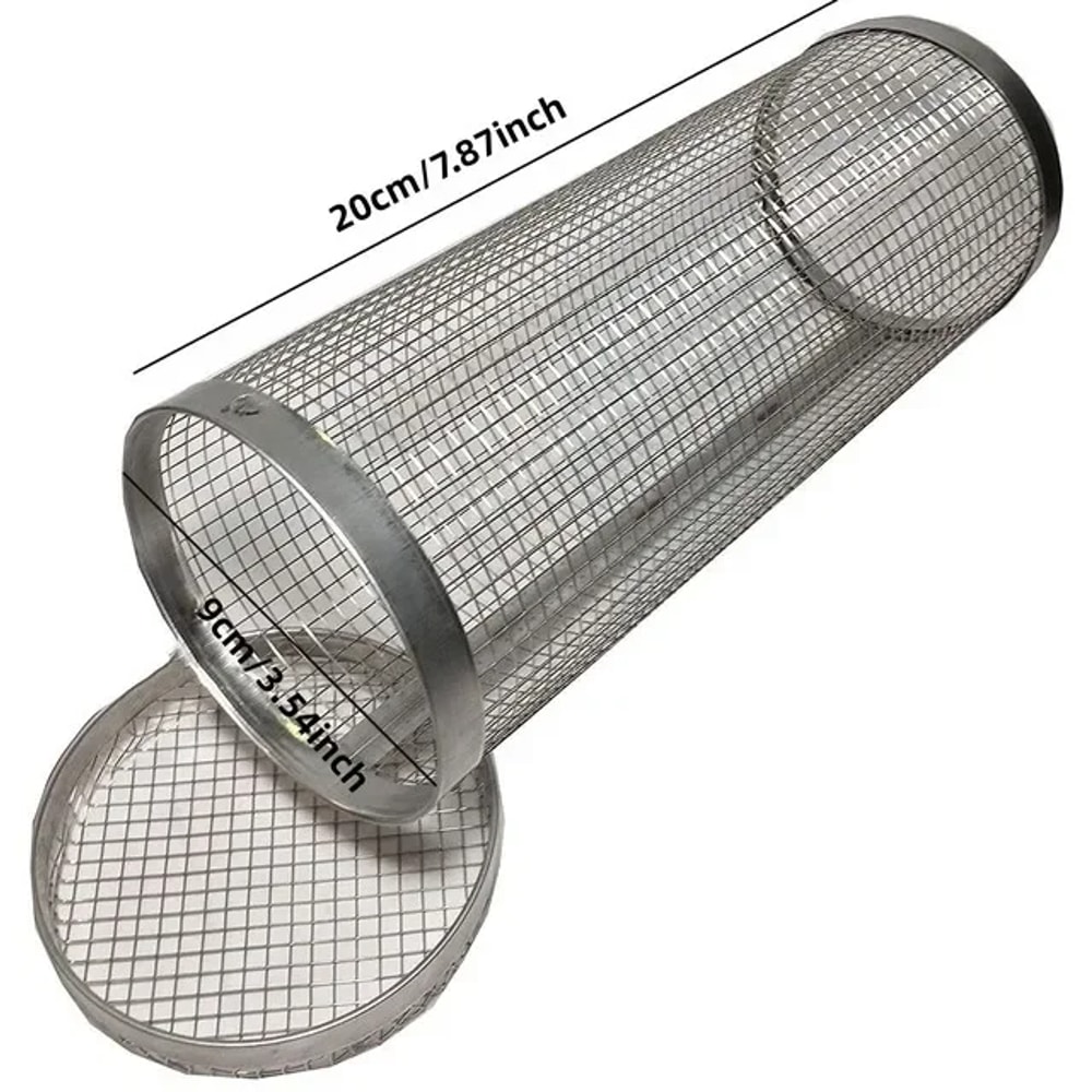 HighQuality Circular Stainless Steel Rolling BBQ Basket Sturdy Wire Mesh Cylinder Ideal For Outdoor 6