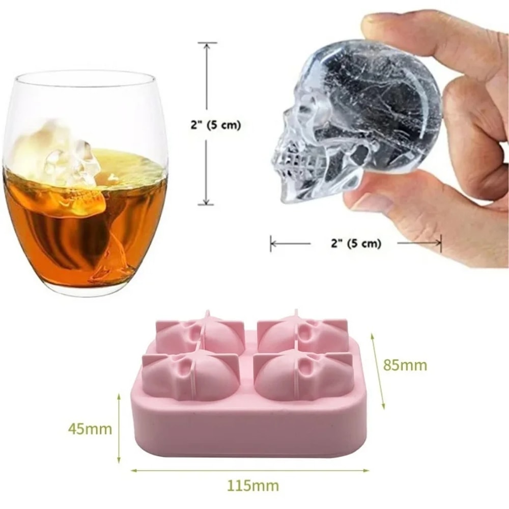 Skull Ice Block Mold Skull Shape Whiskey Ice Block Silicone Skull Ice Grid Creative Ice Model For B