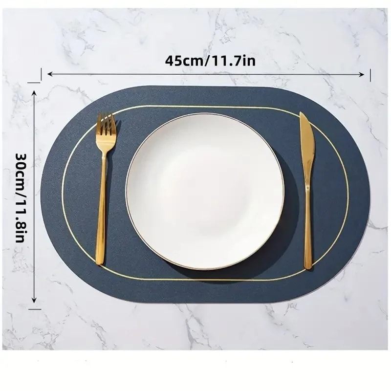 Color Blocking Table Leather Placemats, Heat-Resistant, Non-Slip Waterproof Place Mats for Dining, Washable Insulation