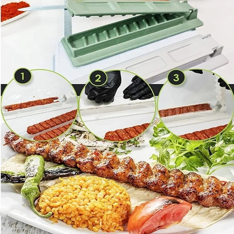 Single Row Kebab Maker BBQ Meat Skewer Machine Reusable Plastic Kebab Press Maker BBQ Tool For Keba