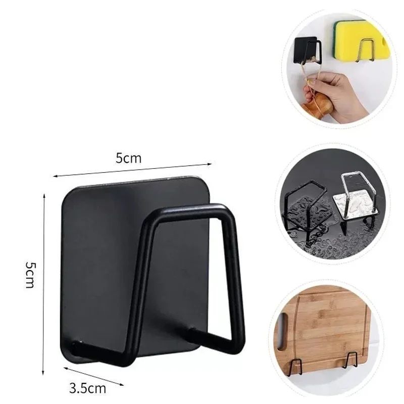 Kitchen Sponges Holder Stainless Steel Sink Organizer Self Adhesive Drying Rack Wall Hooks Storage