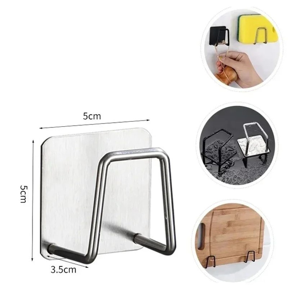Kitchen Sponges Holder Stainless Steel Sink Organizer Self Adhesive Drying Rack Wall Hooks Storage