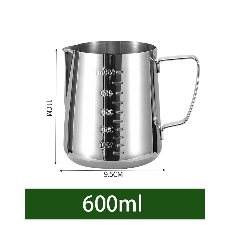 Stainless Steel Milk Frothing Jug, Silver Frother Barista Pitcher, Coffee Latte Container Metal Cup for Perfect Foam