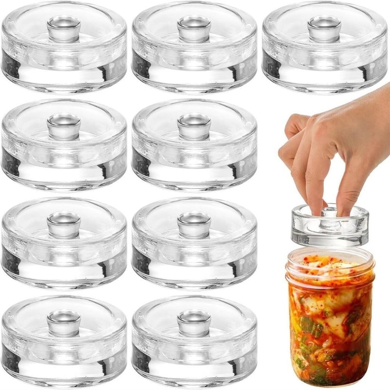 Fermented Glass Weight with Handle, Heavy Fermenting Weights for Kitchen Gadget, Sealed Cheeseits Fermentation Household