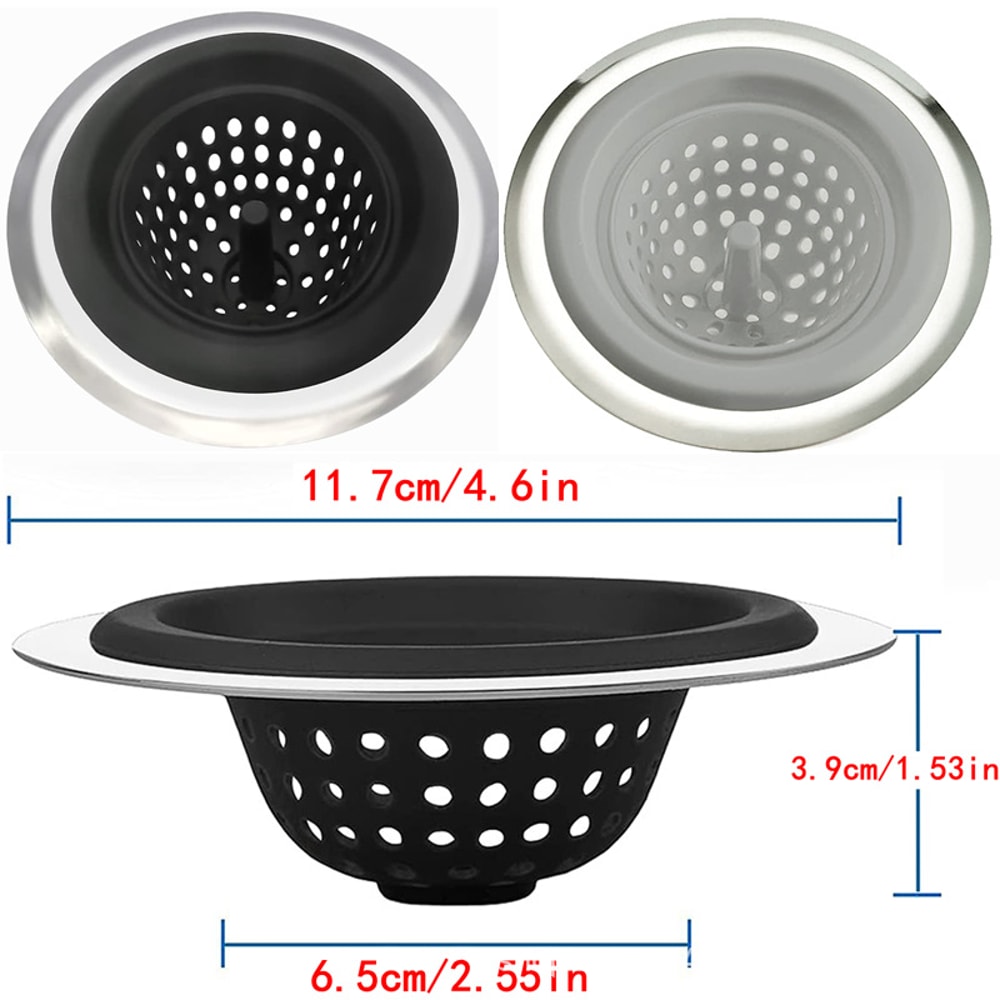 Kitchen Silicone Sink Filter, Anti-Clogging Food Waste Strainer, Hair Catcher Water Stopper for Sewer Bathroom Accessory
