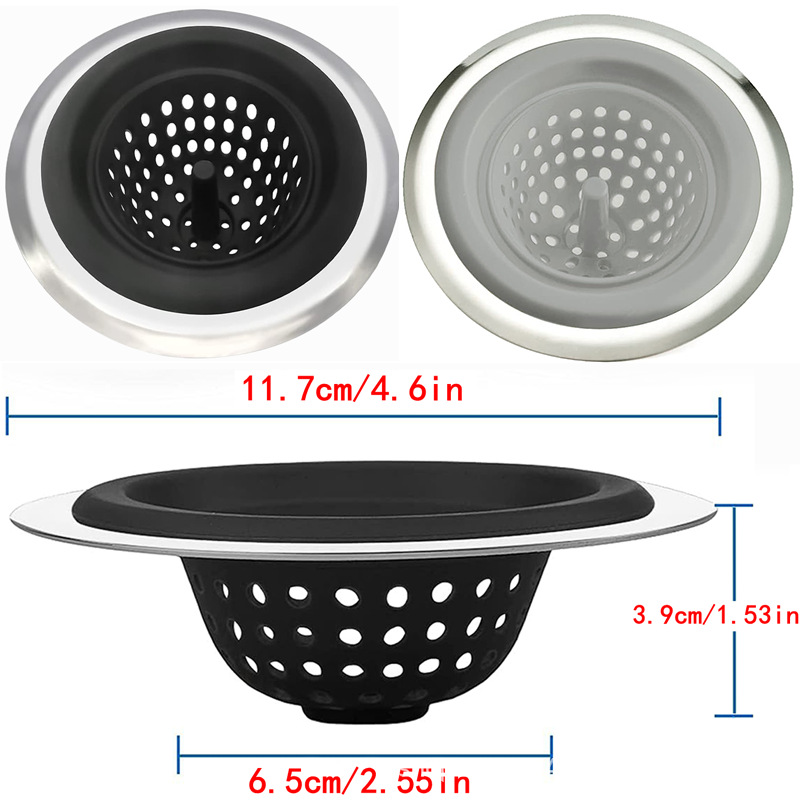 Kitchen Silicone Sink Filter, Anti-Clogging Food Waste Strainer, Hair Catcher Water Stopper for Sewer Bathroom Accessory