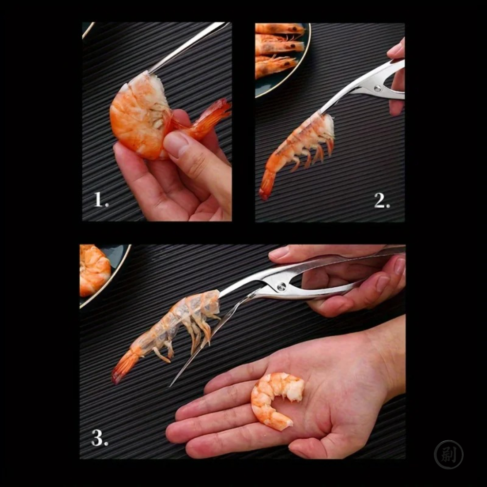 Stainless Steel Shrimp Deveined Device Ergonomic Fishbone Design Easy Shell Removal Seafood Prepara 4