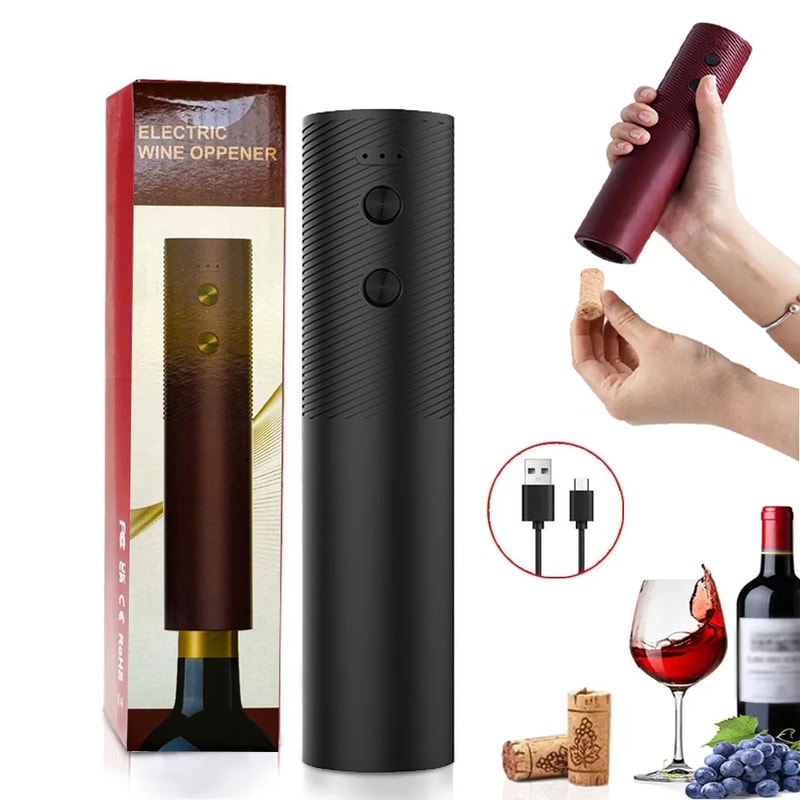 Electric Wine Bottle Opener, Automatic Red Wine Corkscrew, Rechargeable One-click Button Wine Tools, Kitchen Products