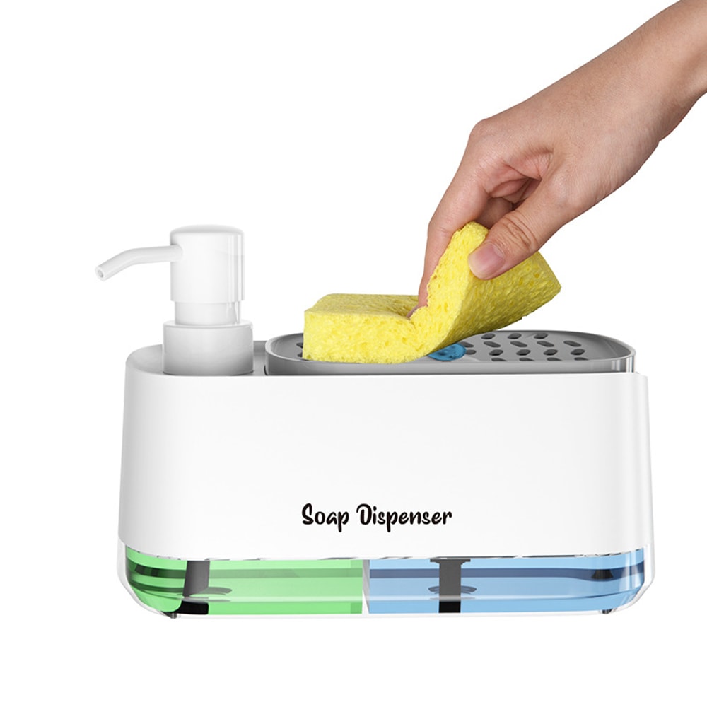 Dual Soap Dispenser With Sponge And Dishcloth Holder Kitchen Hand Dish Soap Dispenser With Tray Mul