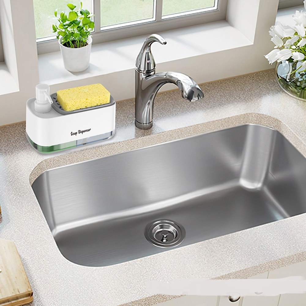 Dual Soap Dispenser With Sponge And Dishcloth Holder Kitchen Hand Dish Soap Dispenser With Tray Mul