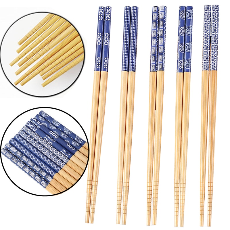 Natural Bamboo Chopsticks Pairs Wooden Reusable Tableware Traditional Handmade Retro Gift 1