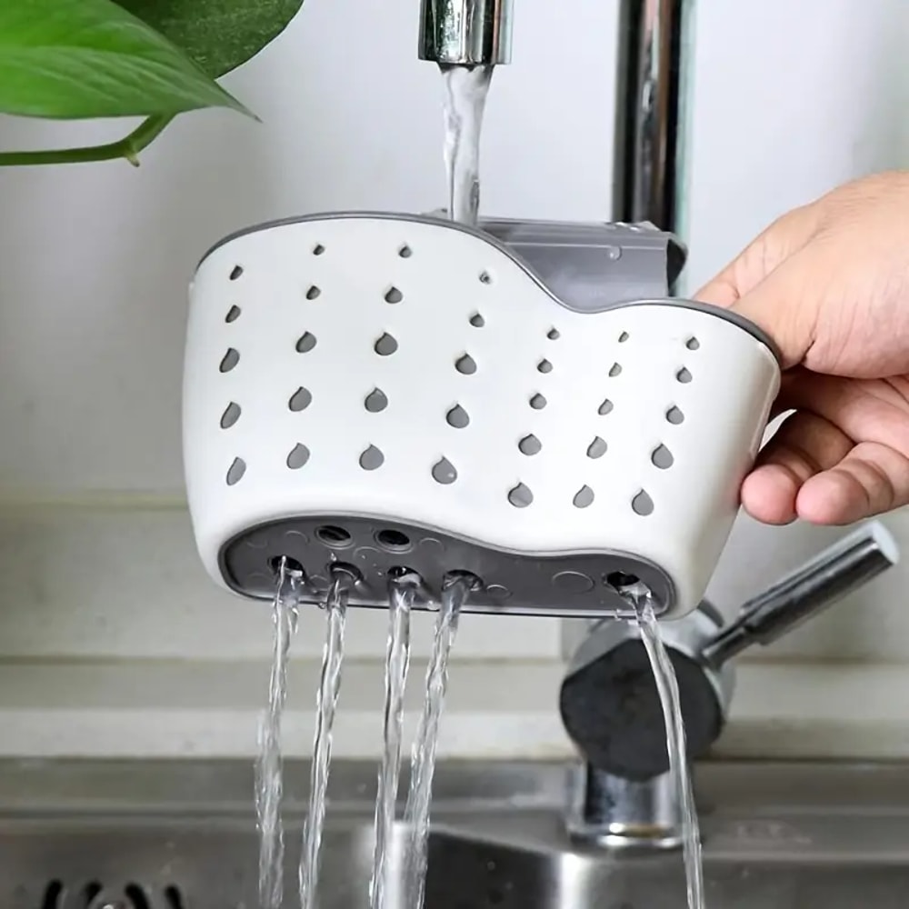 Adjustable Kitchen Sink Draining Hanging Basket Soap Sponge Shelf Faucet Holder Rubber Sink Bag Acc 3