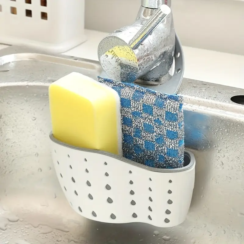 Adjustable Kitchen Sink Draining Hanging Basket Soap Sponge Shelf Faucet Holder Rubber Sink Bag Acc 4