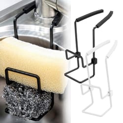 kitchen metal sink drain rack, wall sucker sponge storage drying holder, sink soap stand, dish cloth shelf organizer