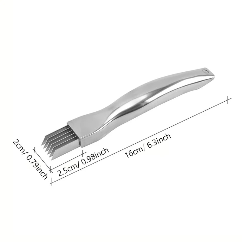 Stainless Steel Kitchen Knife for Chopped Green Onion, Curved Handle Design, Food Speedy Chopper Knife