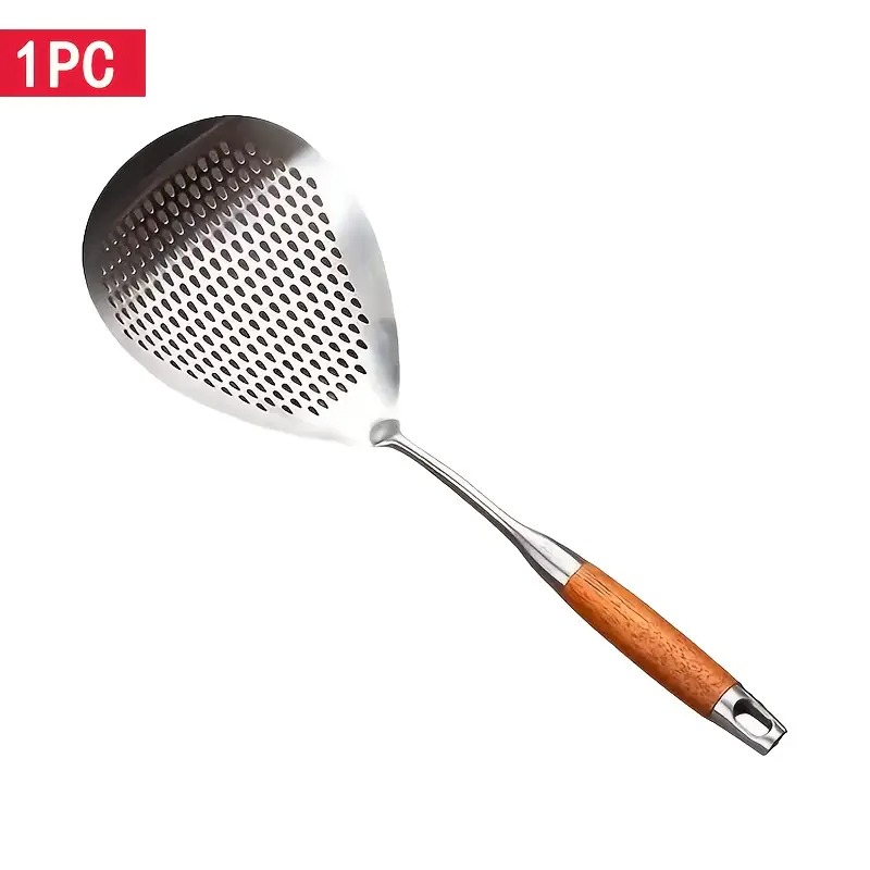 Stainless Steel Fine-Mesh Skimmer, Short Handle Scoop Strainer for Dumpling Soup, Stew Cooking Kitchen Utensils