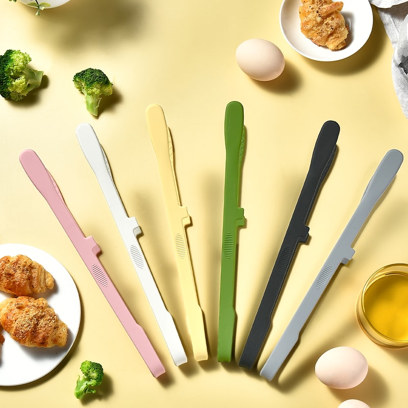 Silicone Food Toast Tongs, Trivet Tongs for Kitchen, Non-slip Cooking Clip Clamp, BBQ Salad Grill Tools