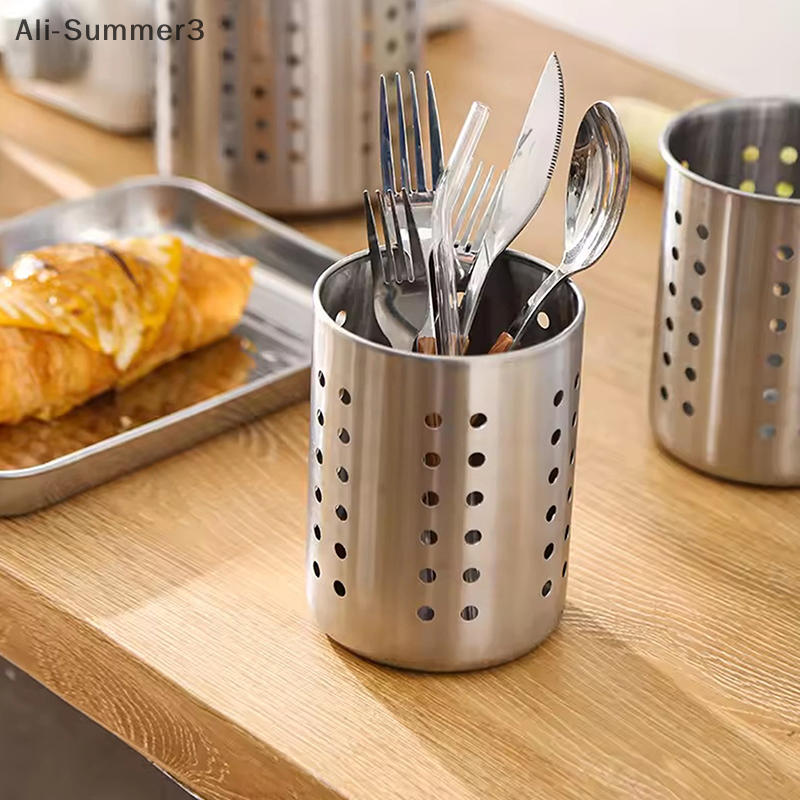 Stainless Steel Cutlery Holder, Chopstick Storage Organizer, Spoon Fork Drainer, Kitchen Storage Basket, Container
