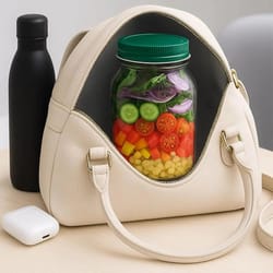 portable plastic salad pod, container with leak proof oats container, reusable fresh salad bowl, meal prep container