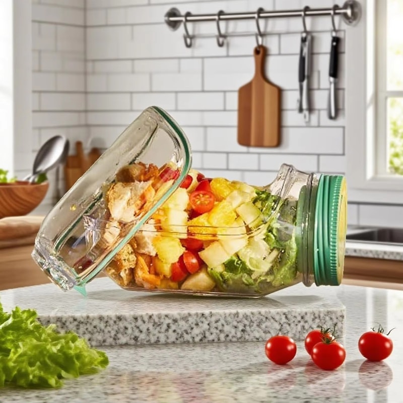 Portable Plastic Salad Pod Container With Leak Proof Oats Container Reusable Fresh Salad Bowl Meal 2