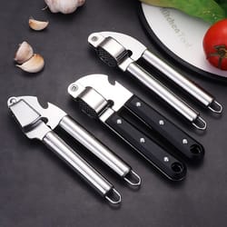 black stainless steel garlic press, manual garlic press for household kitchen, creative garlic crushing tool