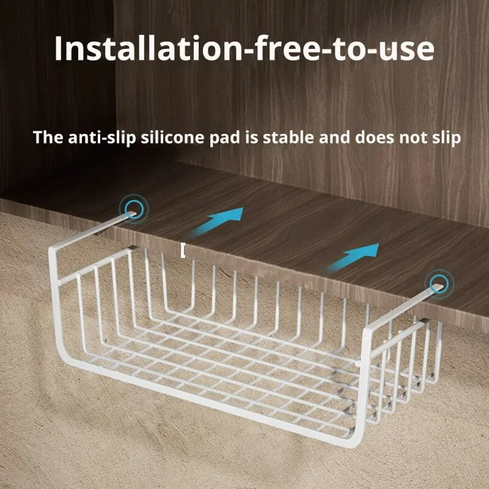 Large Capacity Hanging Net Basket For Kitchen Tools Iron Material Storage Basket Under Cabinet Wall 2