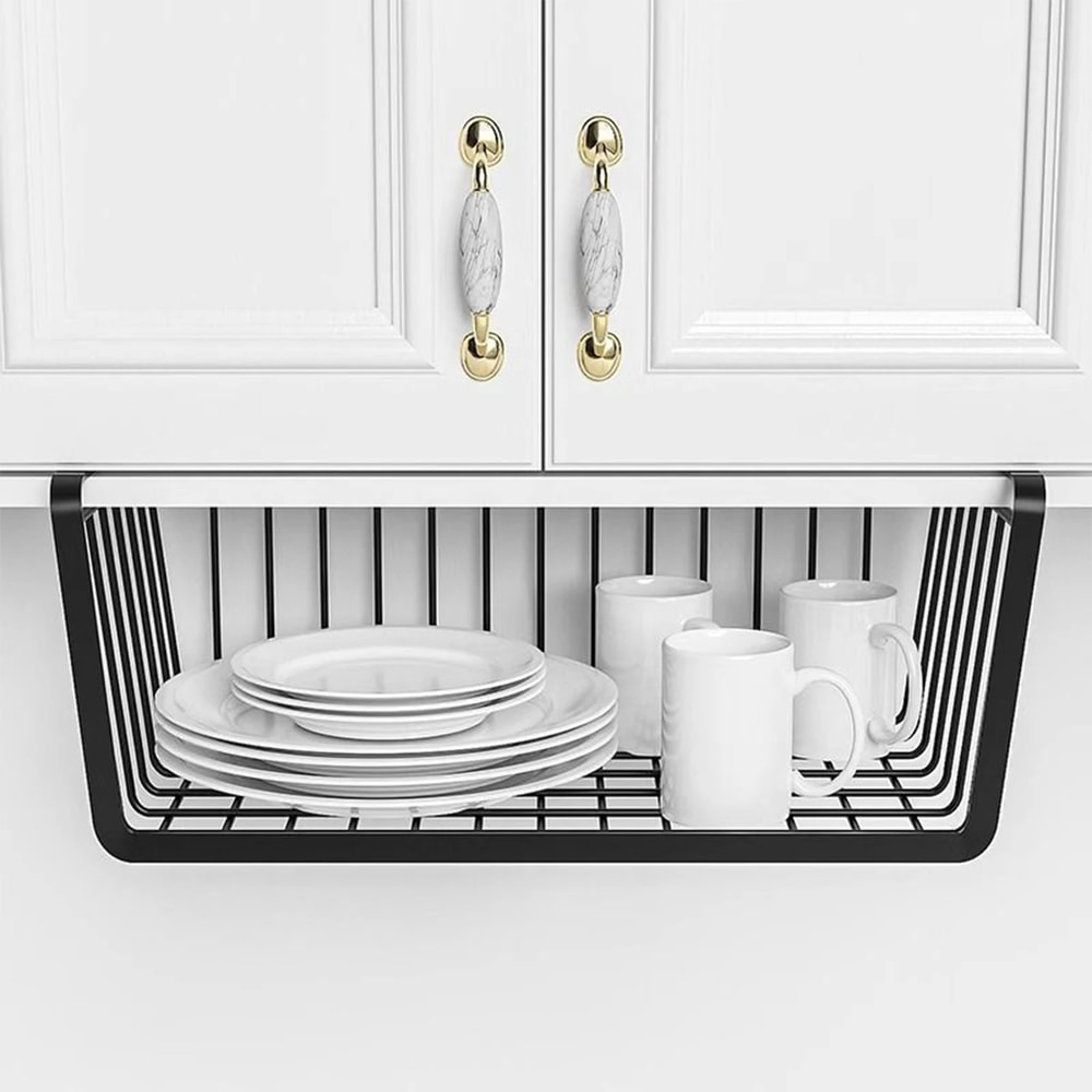 Large Capacity Hanging Net Basket For Kitchen Tools Iron Material Storage Basket Under Cabinet Wall 3