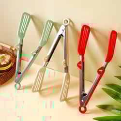stainless steel food tong, kitchen tong with silicone, non-slip cooking clip for bbq, grill, salad, kitchen accessories