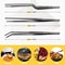 Stainless Steel Chef Tweezers Set with Serrated Tips, Cooking Tongs, Perfect Kitchen Tools for BBQ, Plating Serving