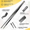 Stainless Steel Chef Tweezers Set with Serrated Tips, Cooking Tongs, Perfect Kitchen Tools for BBQ, Plating Serving
