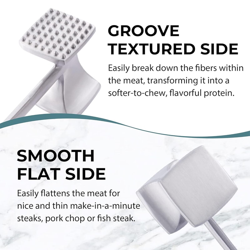 Meat Tenderizer Hammer with Comfortable-Grip Handle, Zinc Alloy Meat Mallet Pounder for Kitchen, Durable Meat Tenderizer