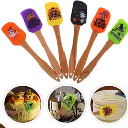 halloween silicone baking spatula, non-stick cream scraper with wooden handle, heat resistant kitchen tool