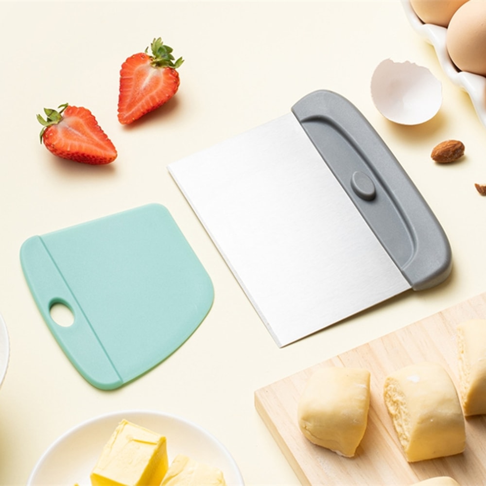 Dough Scraper Set, Stainless Steel Pastry Scraper for Bread, Cake, Pizza, Baking, Flexible Bowl Scraper Tools, Baking