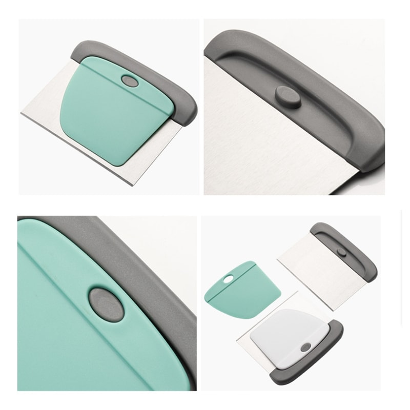 Dough Scraper Set, Stainless Steel Pastry Scraper for Bread, Cake, Pizza, Baking, Flexible Bowl Scraper Tools, Baking