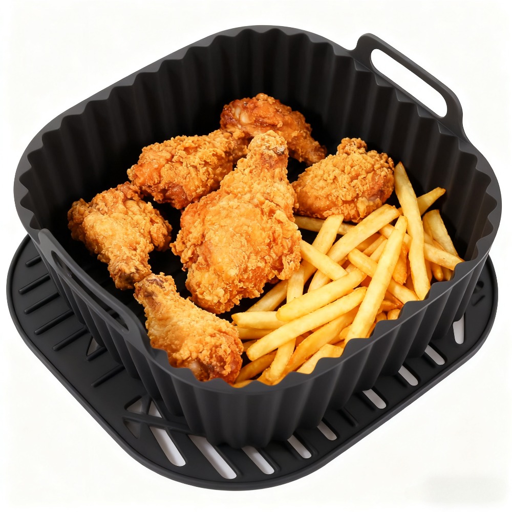Reusable Air Fryer Silicone Liners, Square Non Stick Basket Mat Air Fryer, Oven, Microwave Baking, Airfryer Accessories