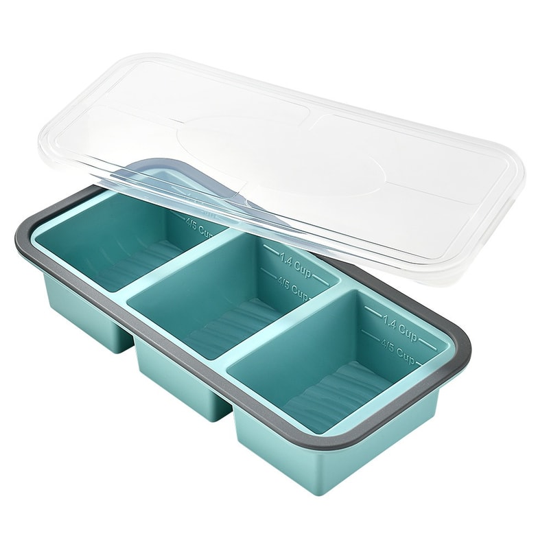 Silicone Freezer Tray with Lid for Meal Prep, Portion Freezing, Soup and Ice Cube Maker, Durable Silicon Freezing Trays