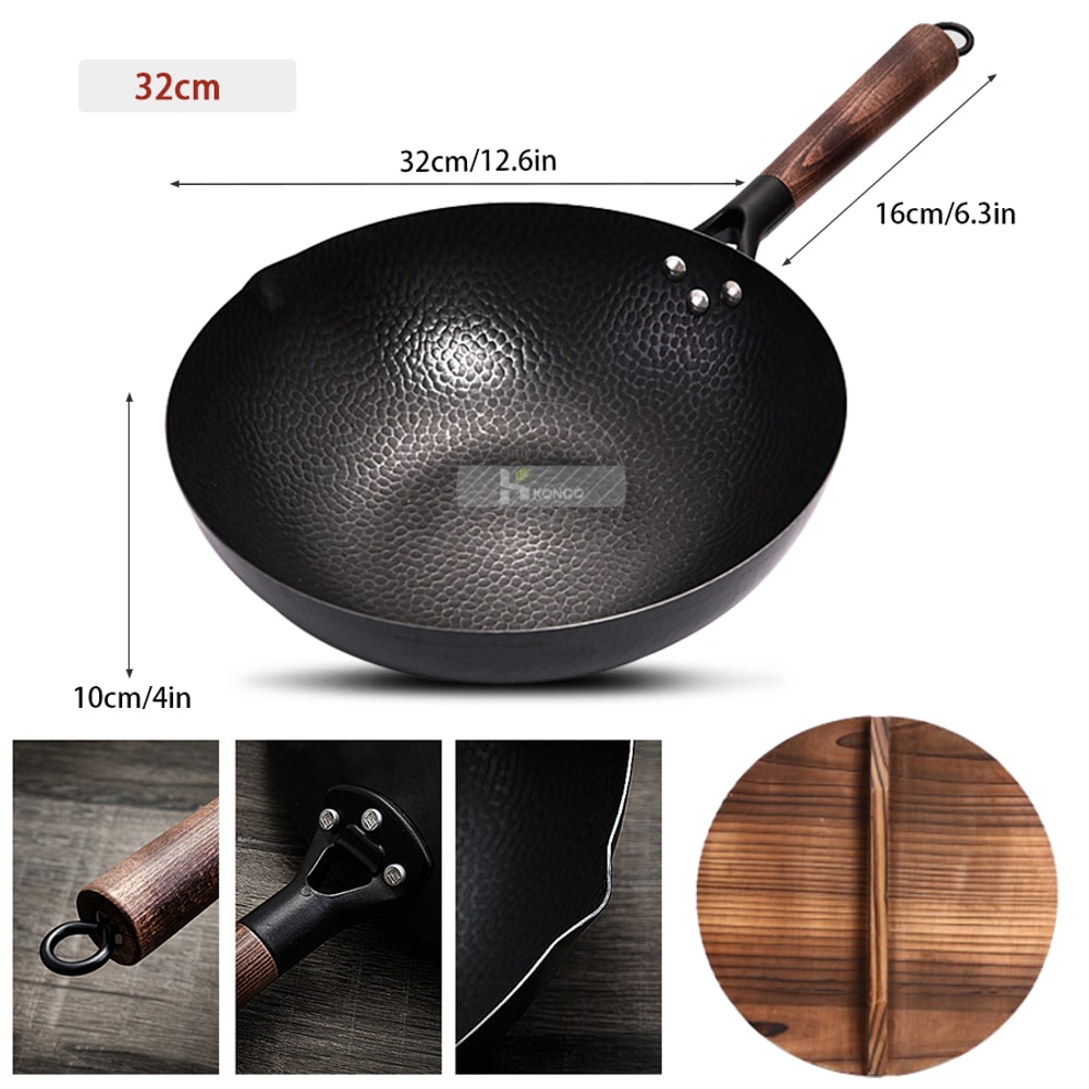 Pure Iron Wok Cast Iron Pan Noncoated Pot Gas And Induction Cooker Wok Cookware Pan For Home Cookin 1