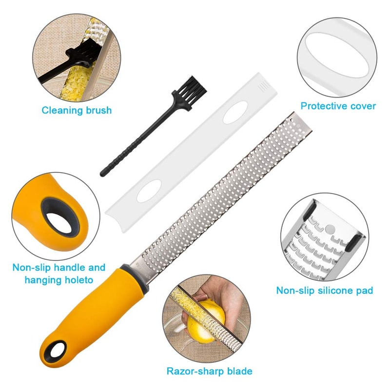 Lemon Zester Cheese Grater Stainless Steel Citrus Zester Grater For Garlic Ginger Chocolate 10