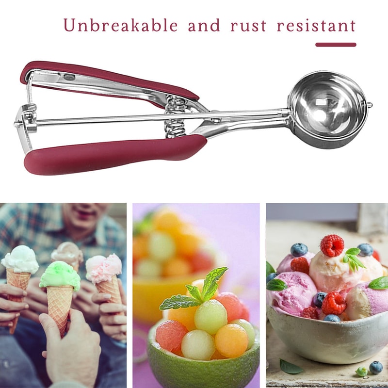 Ice Cream Scoop Stainless Steel Cookie Dough Spoon Fruit Potato Watermelon Digging Ball Spring Hand 2